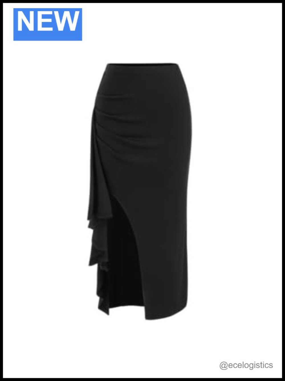 Women's Midi Skirt Bodycon High Slit Ruched Asymmetrical Party